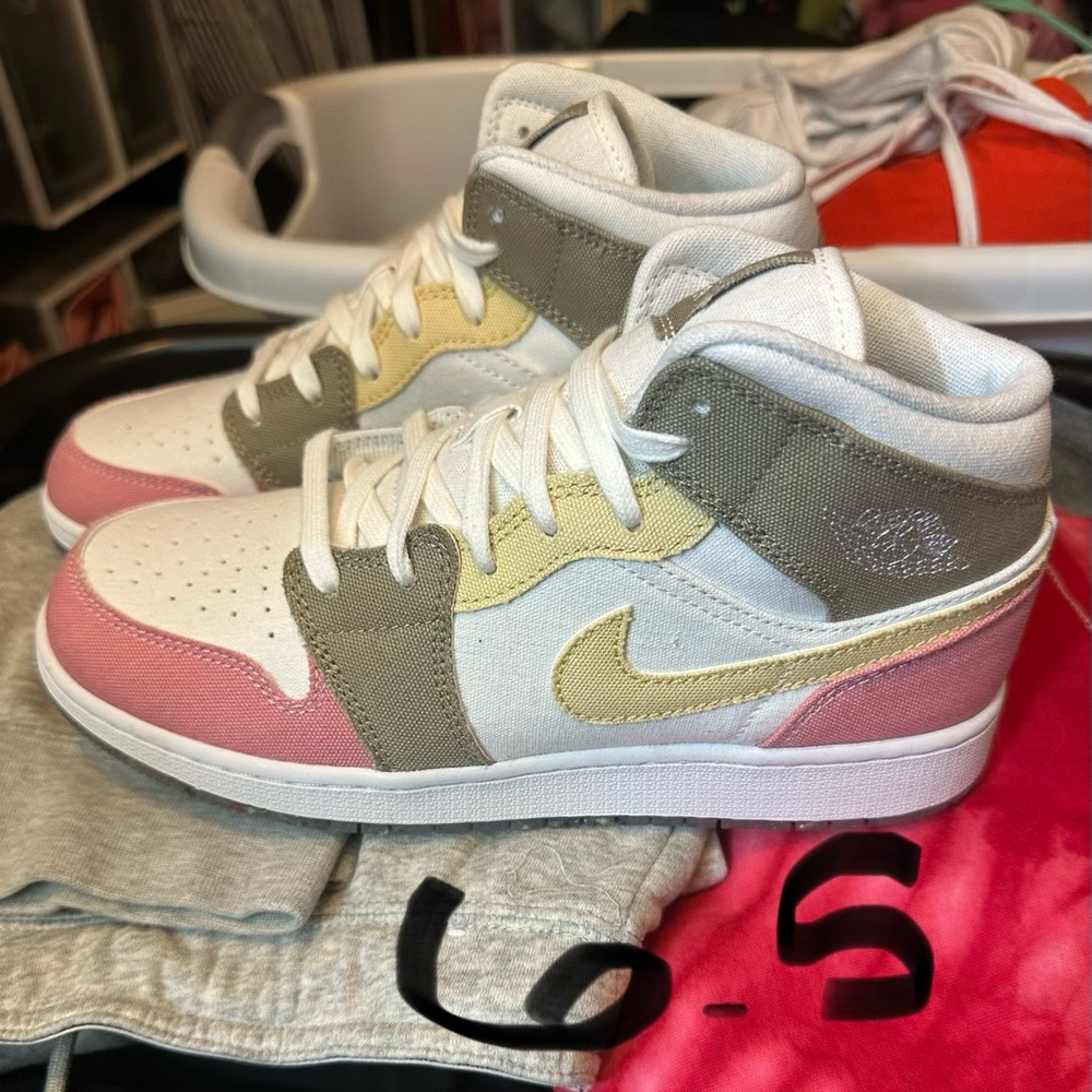 Nike Kids Sneakers - Pink, Yellow, and Gray